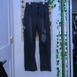 black ripped high waisted baggy jeans